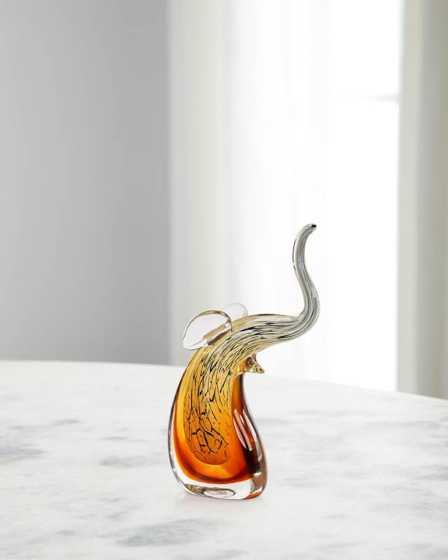 Abstract Glass Elephant Sculpture